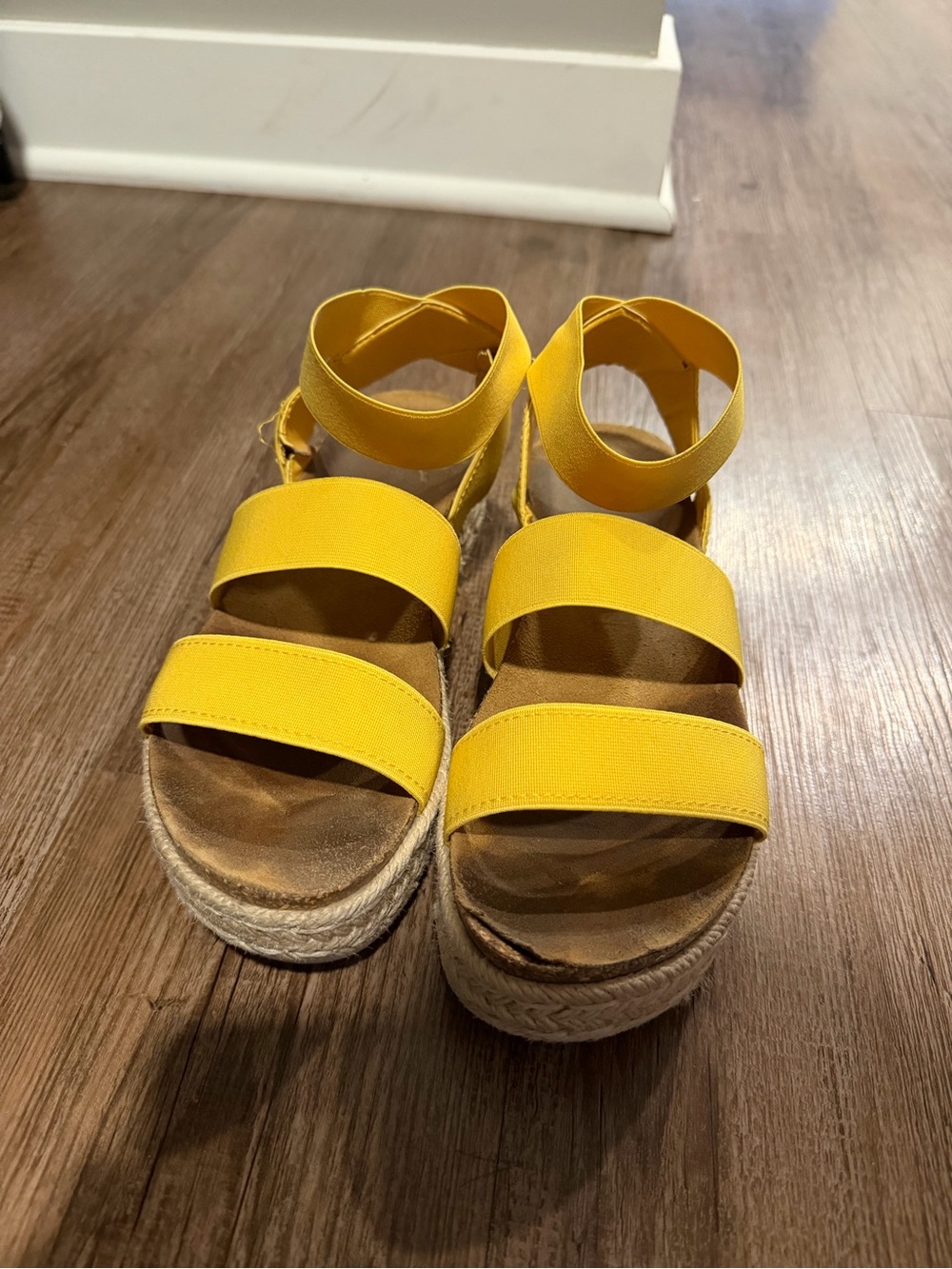 Yellow Strappy Platform Sandals